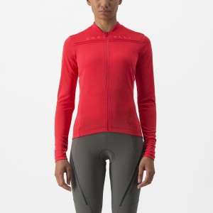 Castelli ANIMA 4 LONG SLEEVE Women Jersey Red | 3821LWEVH