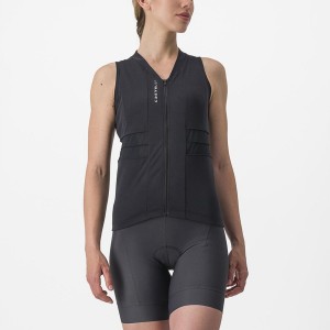 Castelli ANIMA 4 SLEEVELESS Women Jersey Black / White | 6021MADXZ