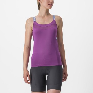 Castelli BAVETTE TOP Women Jersey Purple White | 4028CAOQX