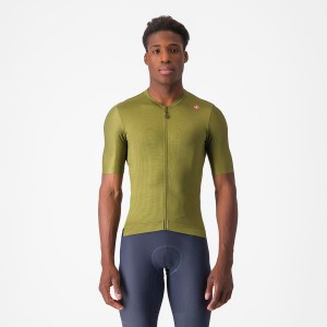 Castelli ESPRESSO Men Jersey Olive / Light Green | 7910RLVFJ