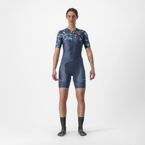 Castelli FREE SANREMO 2 W SHORT SLEEVE Women Suits Blue / Light Turquoise | 2308JVGSI