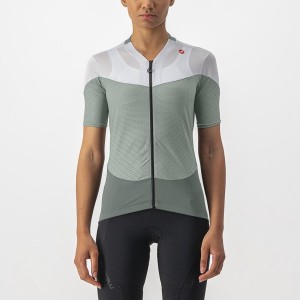 Castelli GRADIENT COLOR BLOCK Women Jersey Green / White | 0847HQLPV