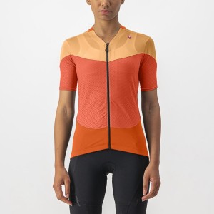 Castelli GRADIENT COLOR BLOCK Women Jersey Deep Red Orange / Orange | 5097RAPWZ