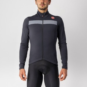 Castelli PURO 3 FZ Men Jersey Black / Silver | 6047IESZJ