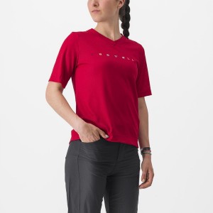 Castelli TRAIL TECH 2 W TEE Women Jersey Dark Red | 9824NPUBQ