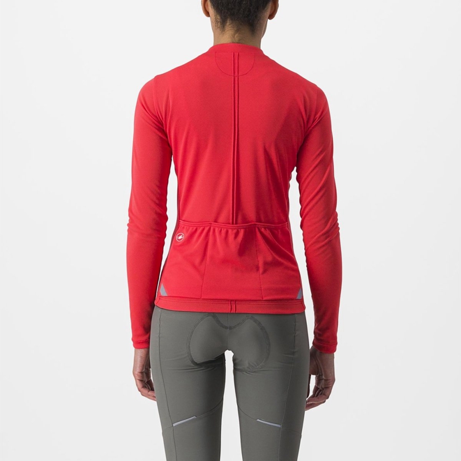 Castelli ANIMA 4 LONG SLEEVE Women Jersey Red | 3821LWEVH