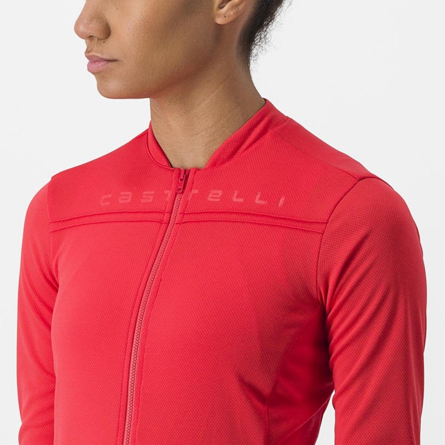 Castelli ANIMA 4 LONG SLEEVE Women Jersey Red | 3821LWEVH