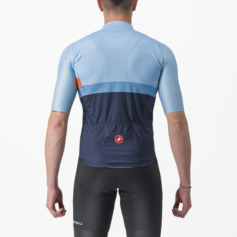 Castelli A BLOCCO Men Jersey Blue / Deep Red Orange | 7531EYMVQ