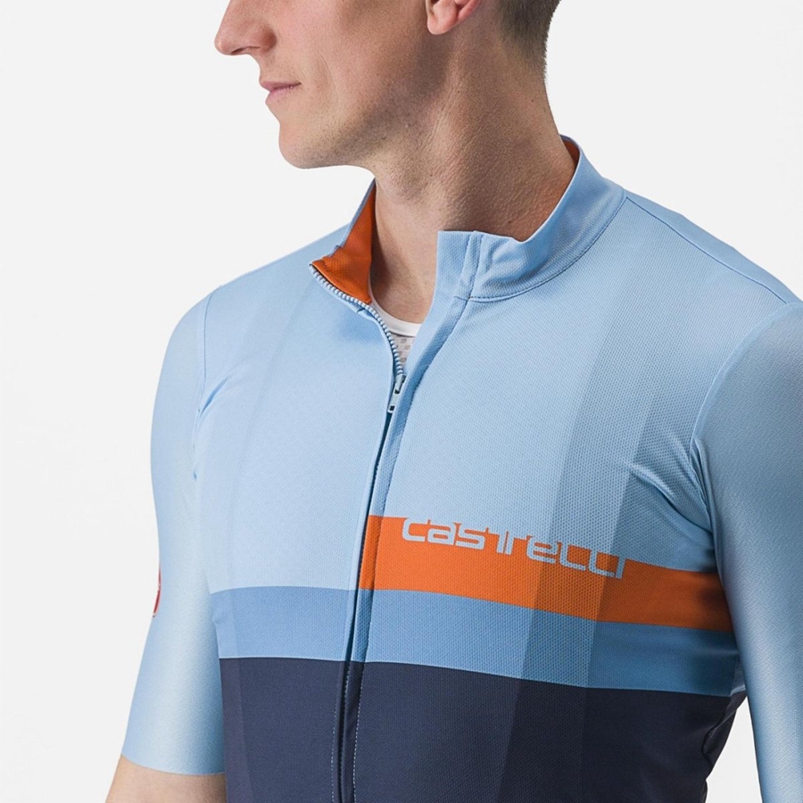 Castelli A BLOCCO Men Jersey Blue / Deep Red Orange | 7531EYMVQ