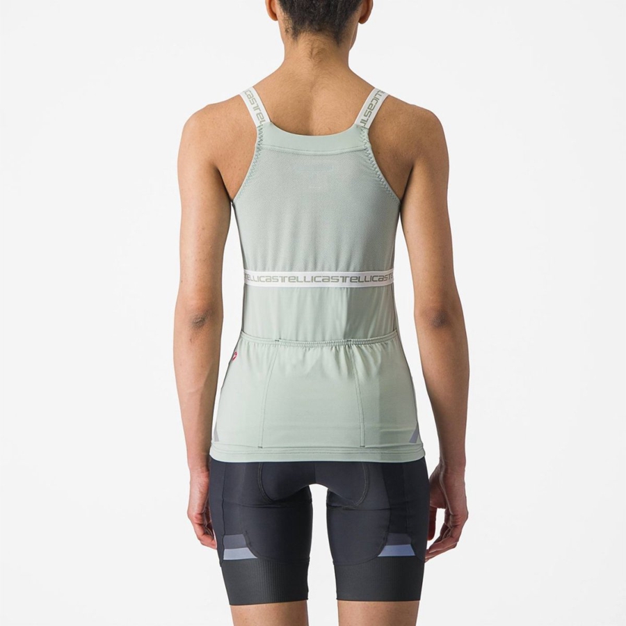 Castelli BAVETTE TOP Women Jersey Green / White | 3952ZEWVS