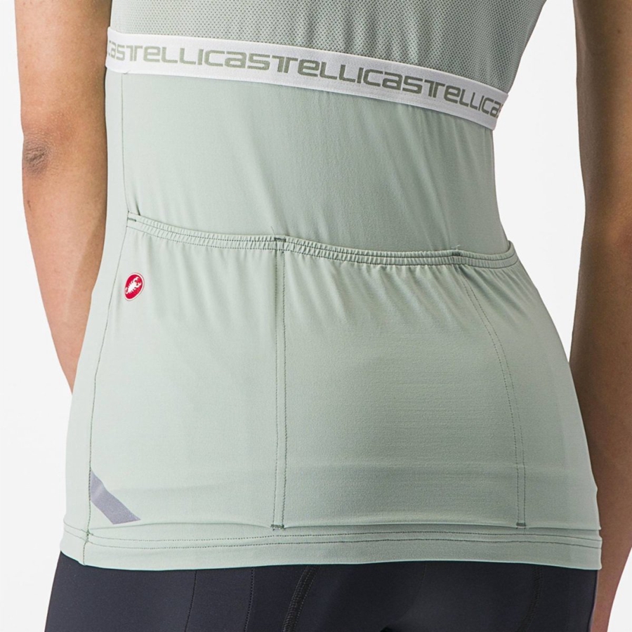 Castelli BAVETTE TOP Women Jersey Green / White | 3952ZEWVS