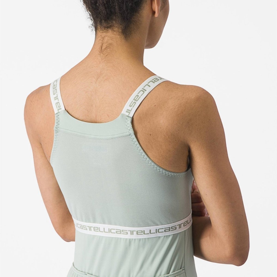 Castelli BAVETTE TOP Women Jersey Green / White | 3952ZEWVS