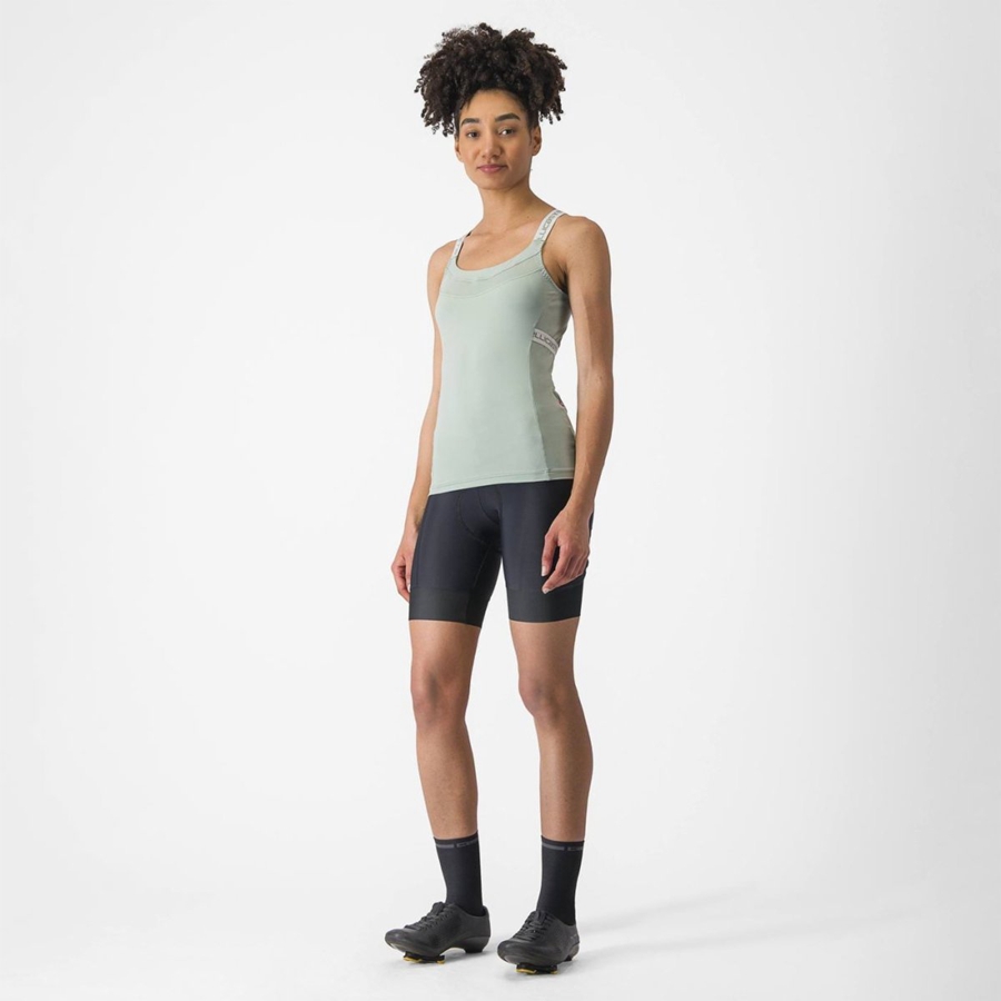 Castelli BAVETTE TOP Women Jersey Green / White | 3952ZEWVS