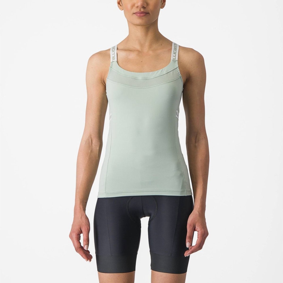 Castelli BAVETTE TOP Women Jersey Green / White | 3952ZEWVS