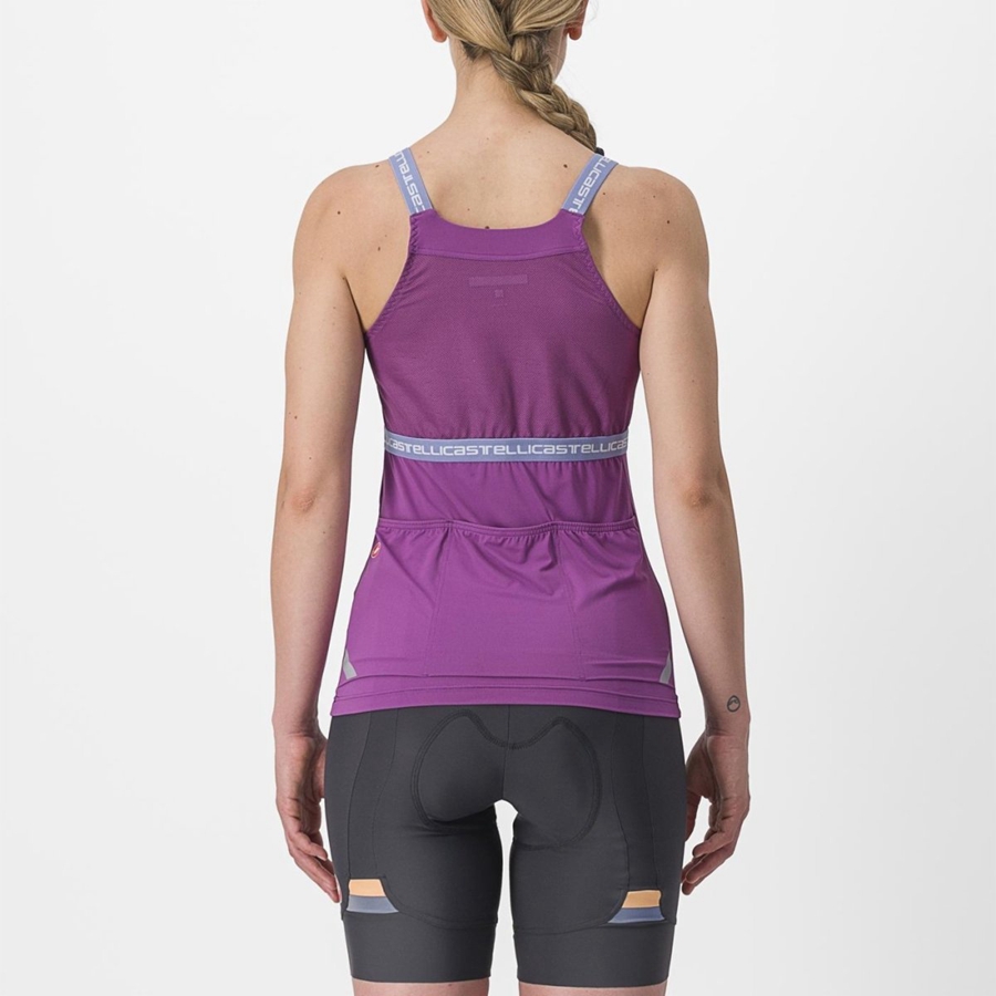 Castelli BAVETTE TOP Women Jersey Purple White | 4028CAOQX