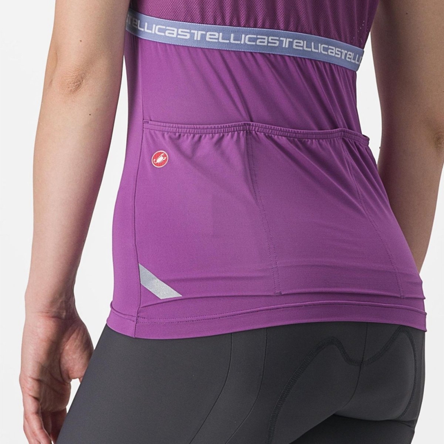 Castelli BAVETTE TOP Women Jersey Purple White | 4028CAOQX