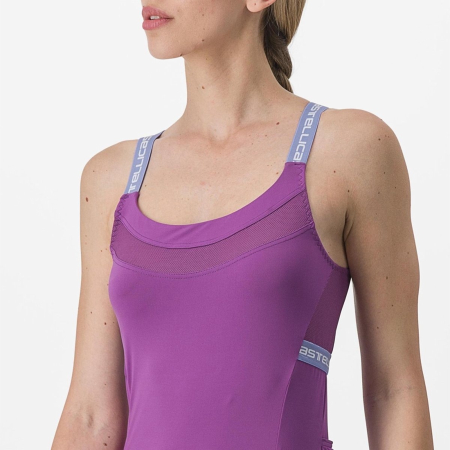 Castelli BAVETTE TOP Women Jersey Purple White | 4028CAOQX