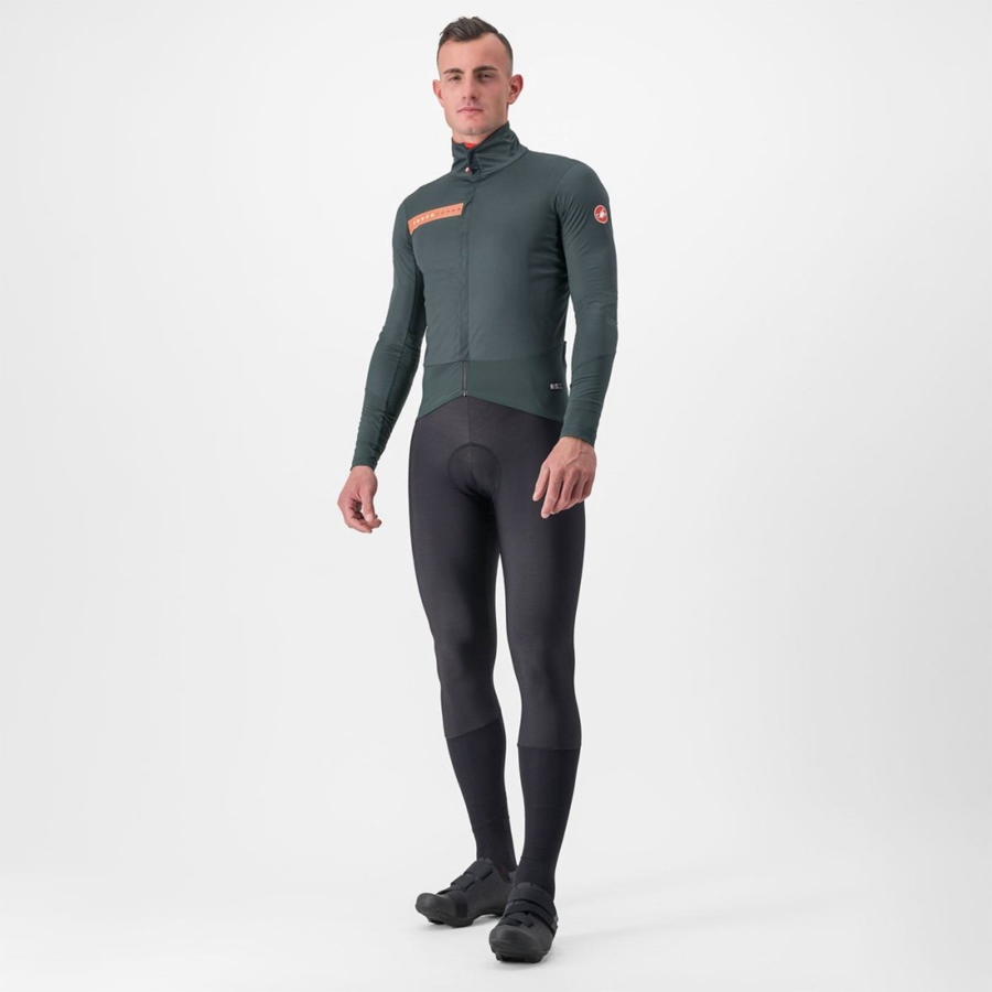 Castelli BETA RoS Men Jackets Green / Red Orange | 4603KMTQF