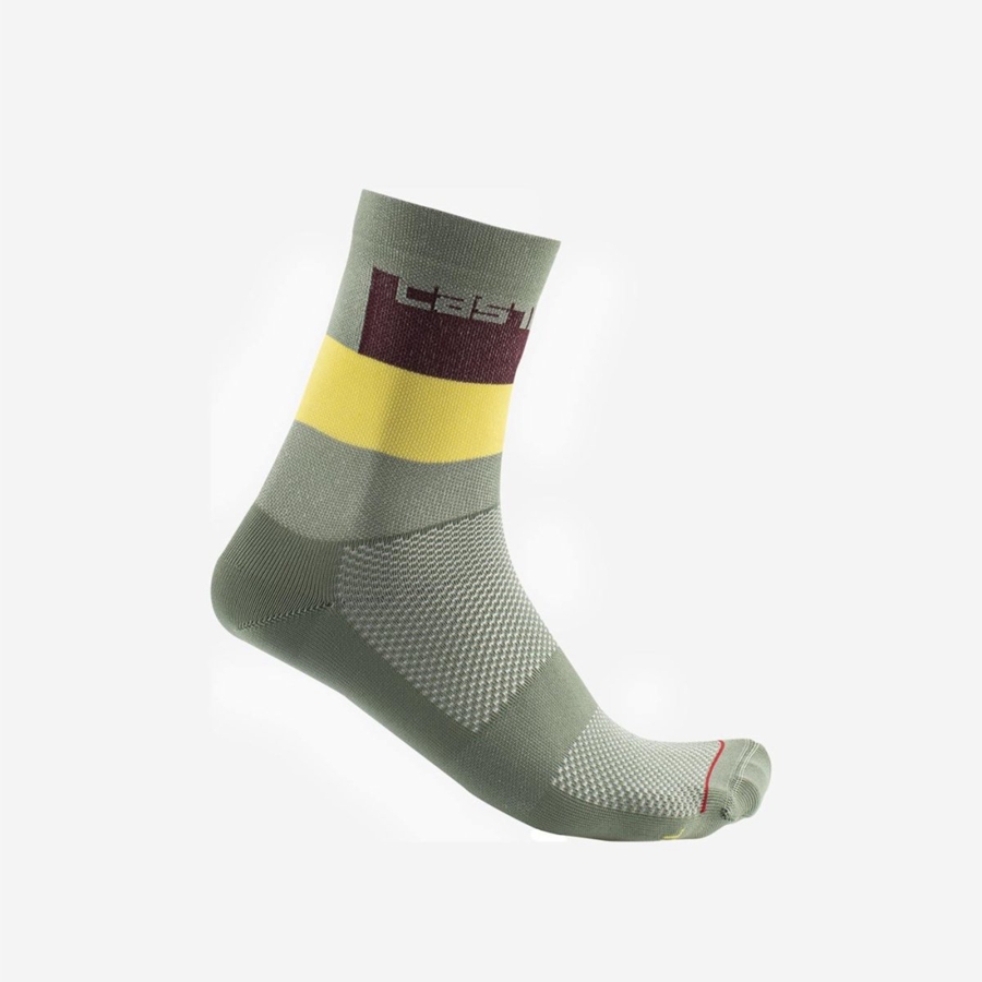 Castelli BLOCCO 15 Men Socks Green | 1675RKAYS