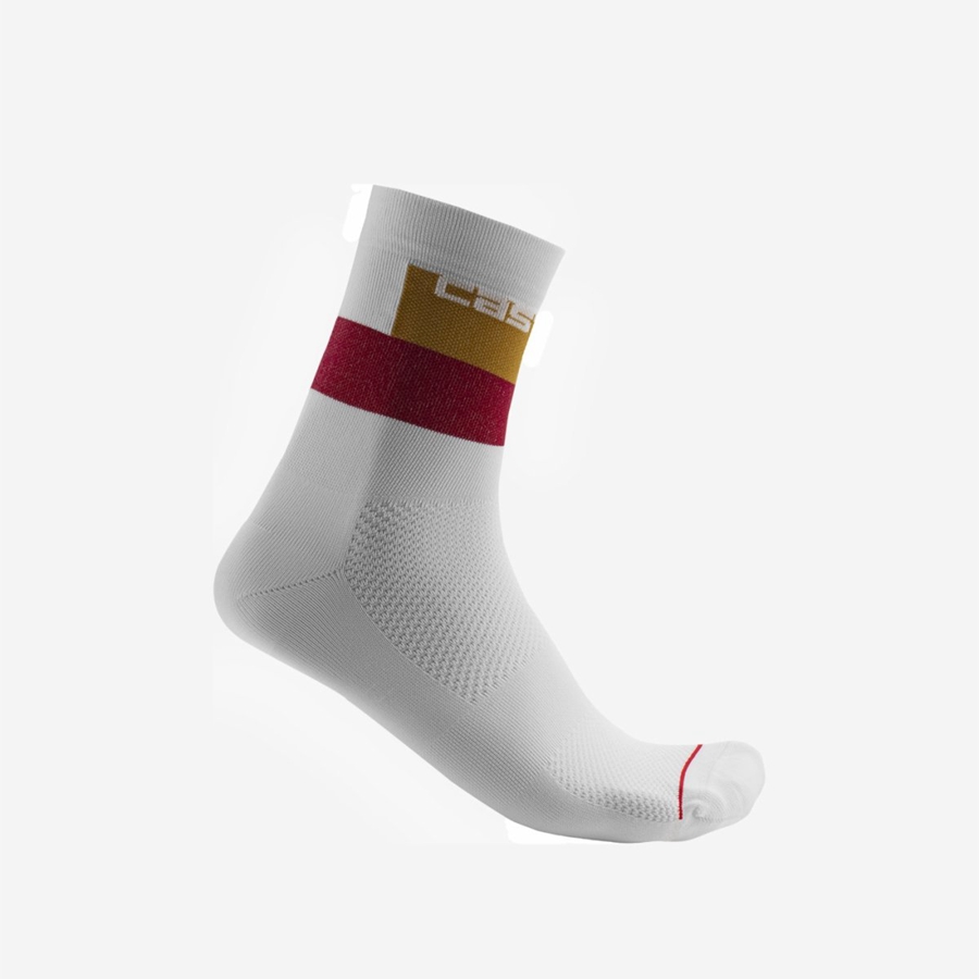 Castelli BLOCCO 15 Men Socks White | 5946BKCFY