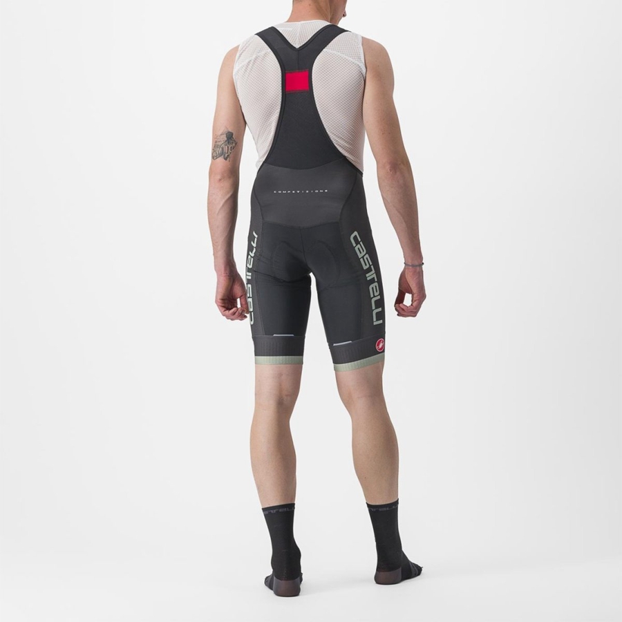 Castelli COMPETIZIONE KIT Men Bib Shorts Black / Green | 0923QPNMT