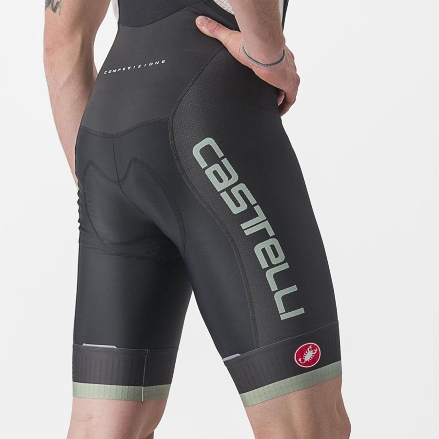 Castelli COMPETIZIONE KIT Men Bib Shorts Black / Green | 0923QPNMT