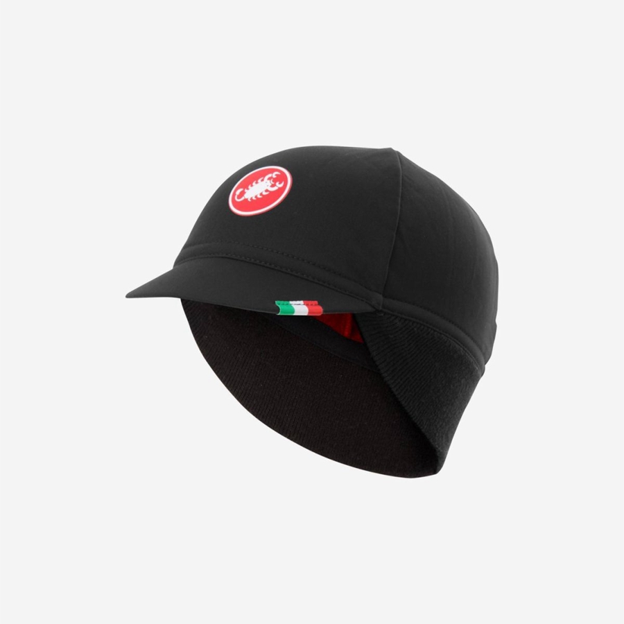 Castelli DIFESA THERMAL Men Cap Black Red | 7146HKUMS