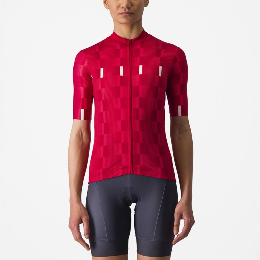 Castelli DIMENSIONE Women Jersey Red / White | 7015EMAJC