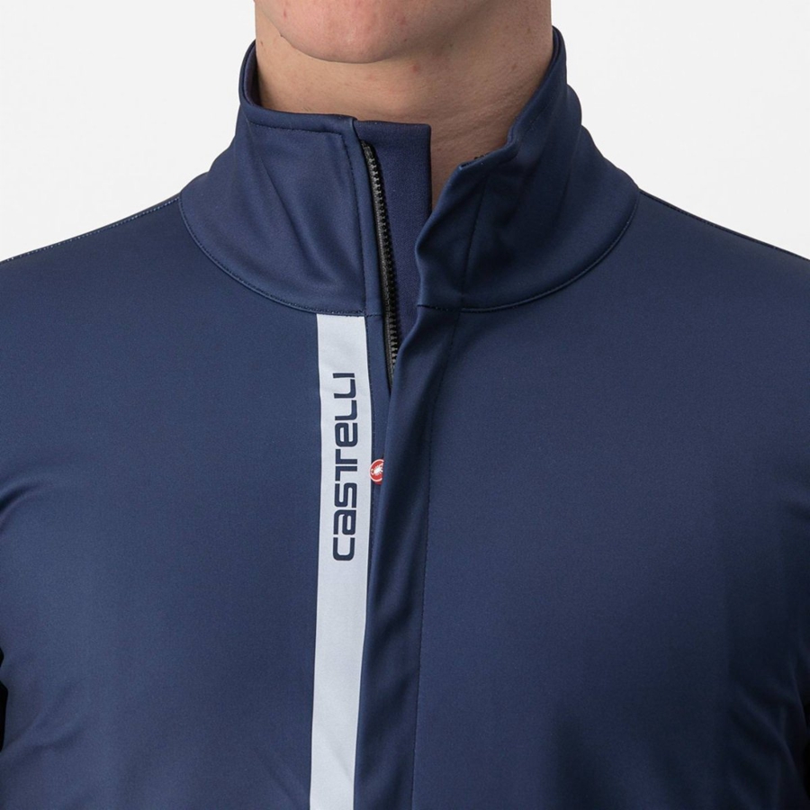 Castelli ENTRATA Men Jackets Blue / Silver | 8492FJLBK