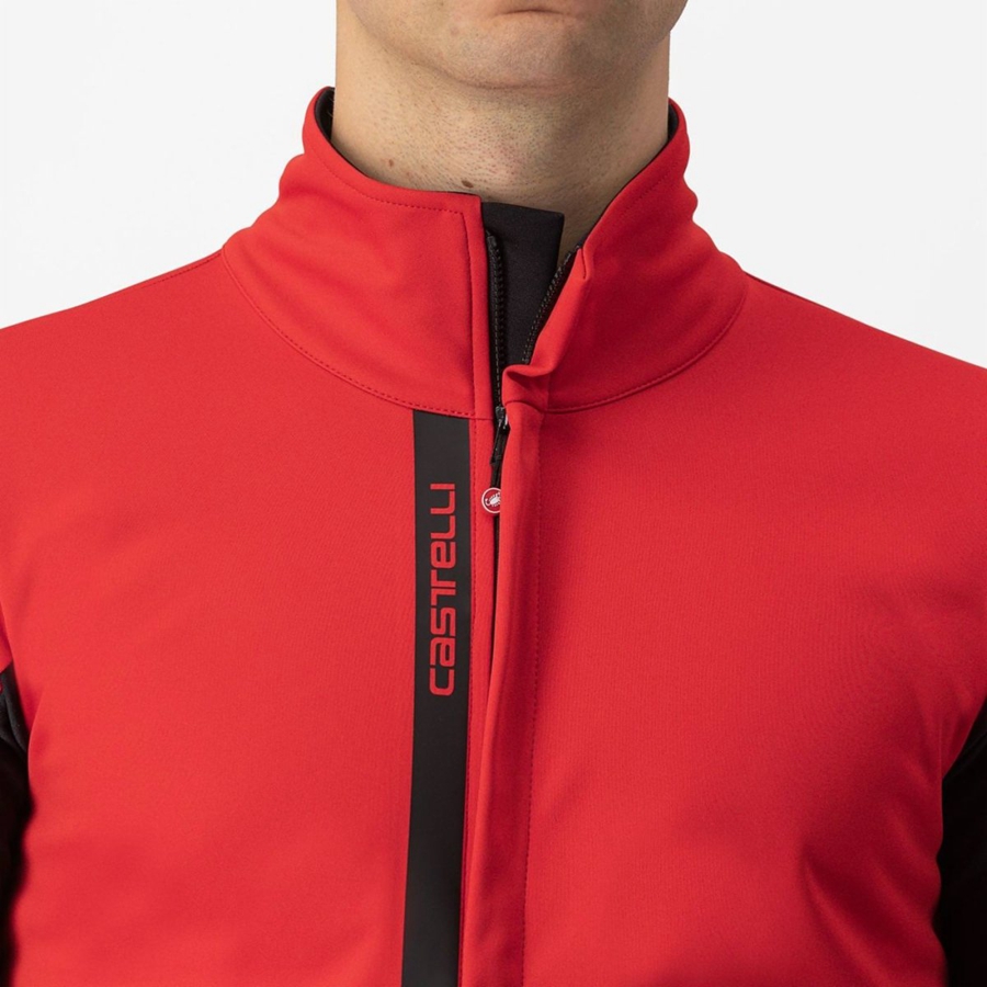 Castelli ENTRATA Men Jackets Red / Black Black | 6285TUXWM