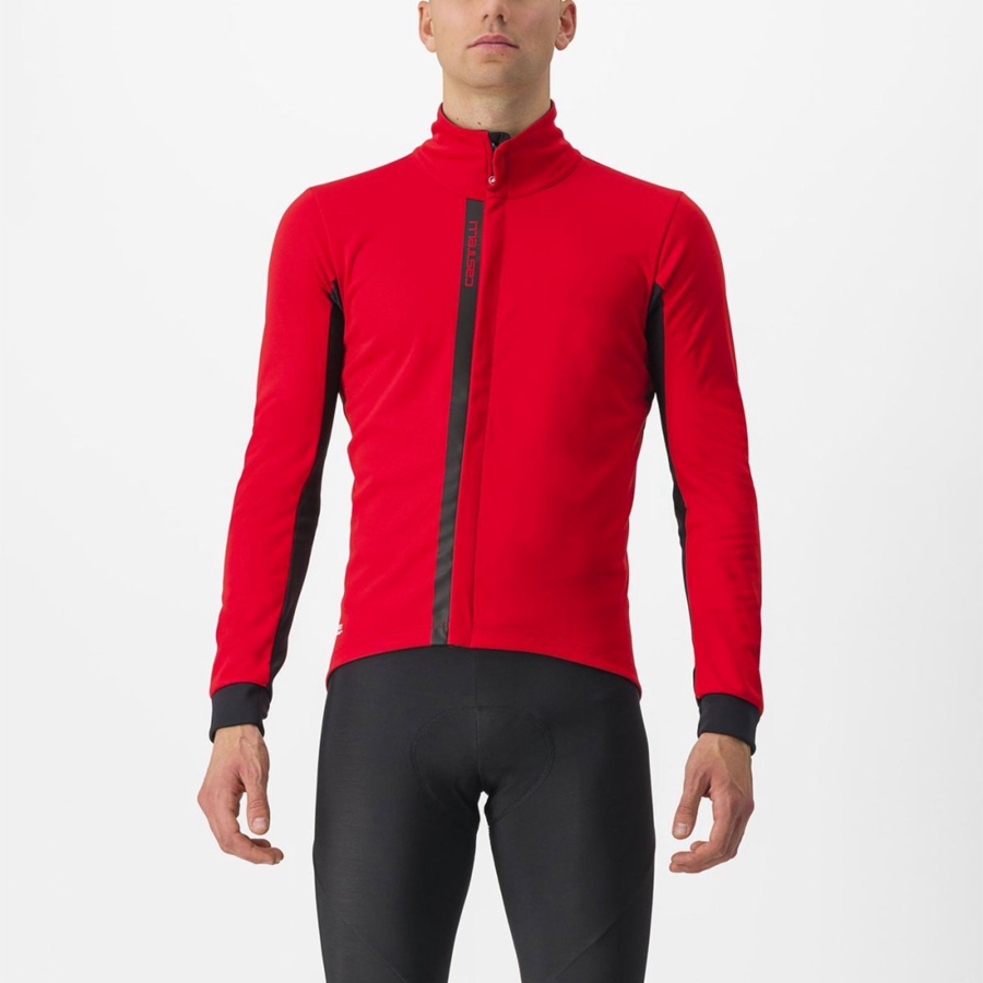 Castelli ENTRATA Men Jackets Red / Black Black | 6285TUXWM