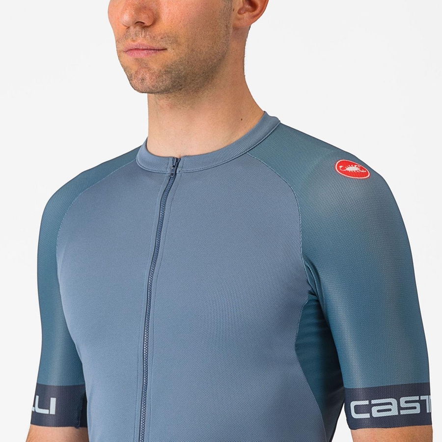 Castelli ENTRATA VI Men Jersey Light Grey Blue / Dark Grey | 1568IUOAX