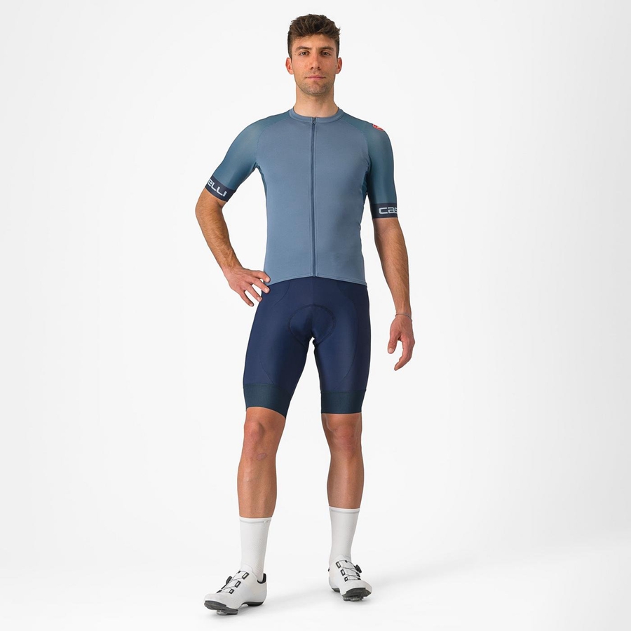 Castelli ENTRATA VI Men Jersey Light Grey Blue / Dark Grey | 1568IUOAX