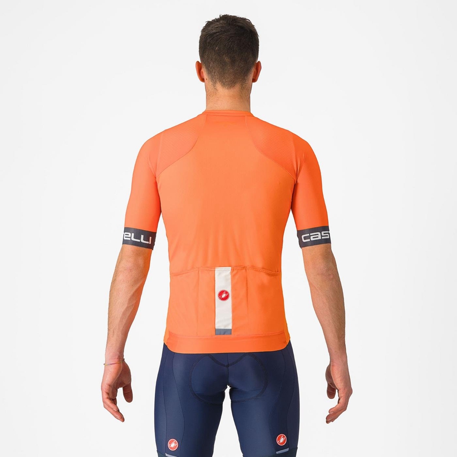 Castelli ENTRATA VI Men Jersey Orange / Dark Grey | 8094DKMHF