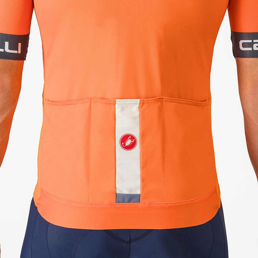 Castelli ENTRATA VI Men Jersey Orange / Dark Grey | 8094DKMHF