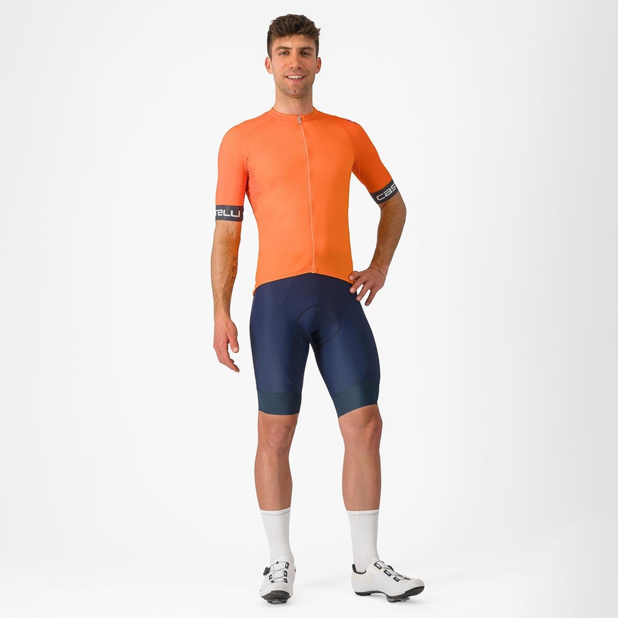 Castelli ENTRATA VI Men Jersey Orange / Dark Grey | 8094DKMHF