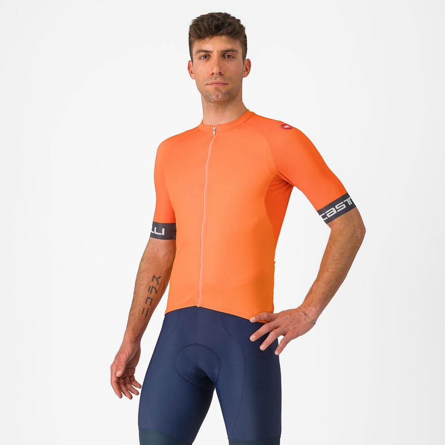 Castelli ENTRATA VI Men Jersey Orange / Dark Grey | 8094DKMHF