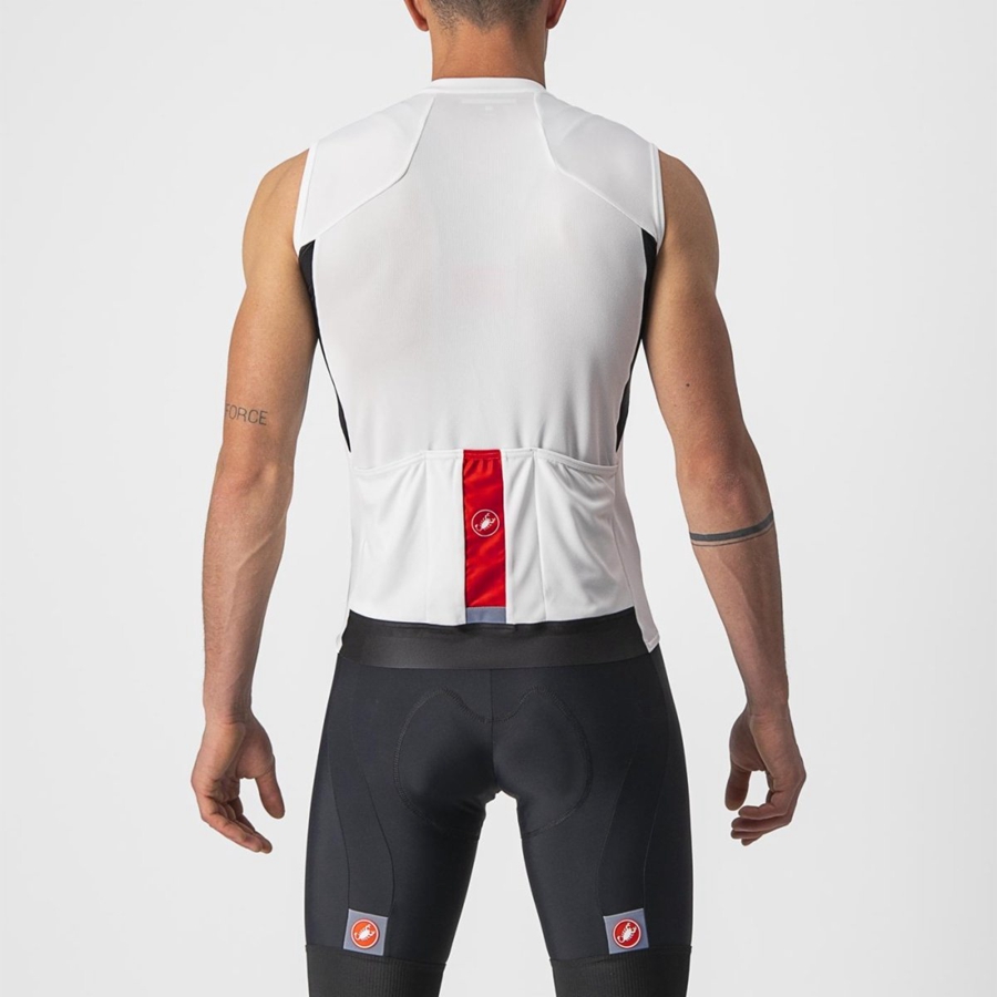 Castelli ENTRATA VI SLEEVELESS Men Jersey White / Black / Red | 2304WNQBI