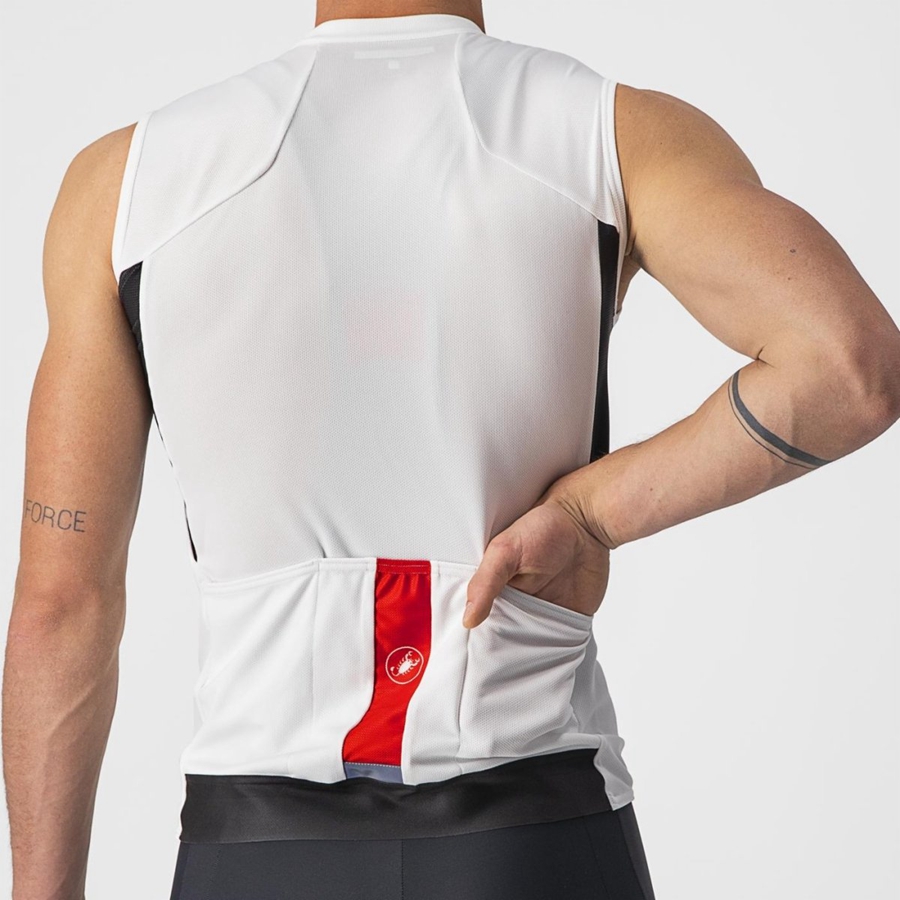 Castelli ENTRATA VI SLEEVELESS Men Jersey White / Black / Red | 2304WNQBI