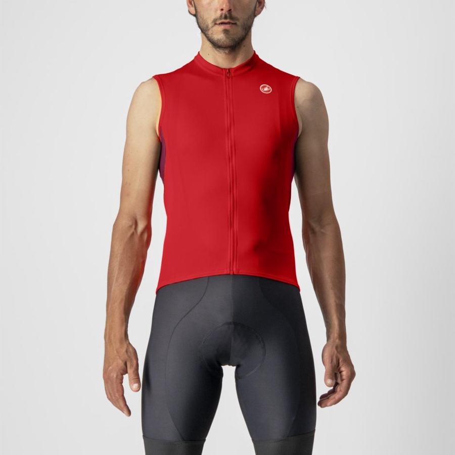 Castelli ENTRATA VI SLEEVELESS Men Jersey Red / Burgundy White | 5439VHQBJ