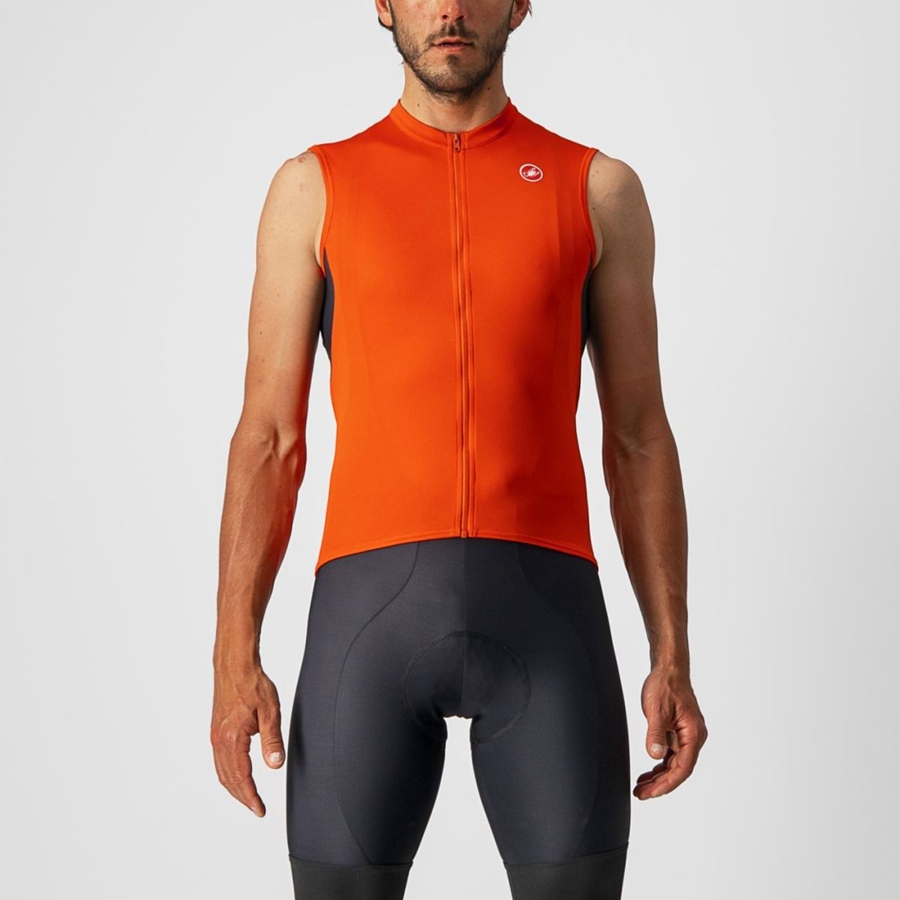 Castelli ENTRATA VI SLEEVELESS Men Jersey Red / Dark Grey / White | 7145ZXCTW