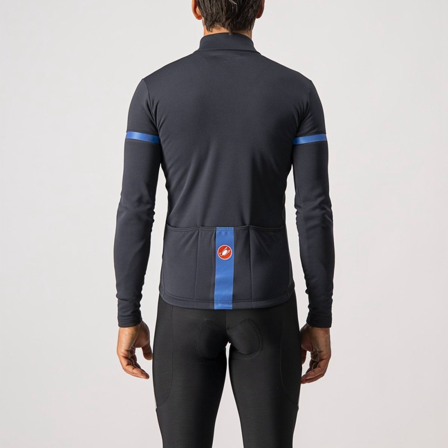 Castelli FONDO 2 FZ Men Jersey Black / Blue | 7910VNIKQ