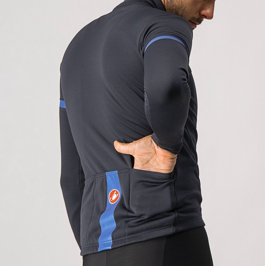 Castelli FONDO 2 FZ Men Jersey Black / Blue | 7910VNIKQ