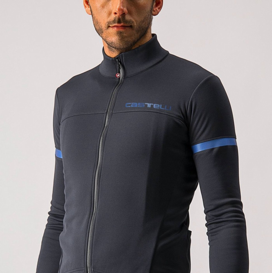 Castelli FONDO 2 FZ Men Jersey Black / Blue | 7910VNIKQ