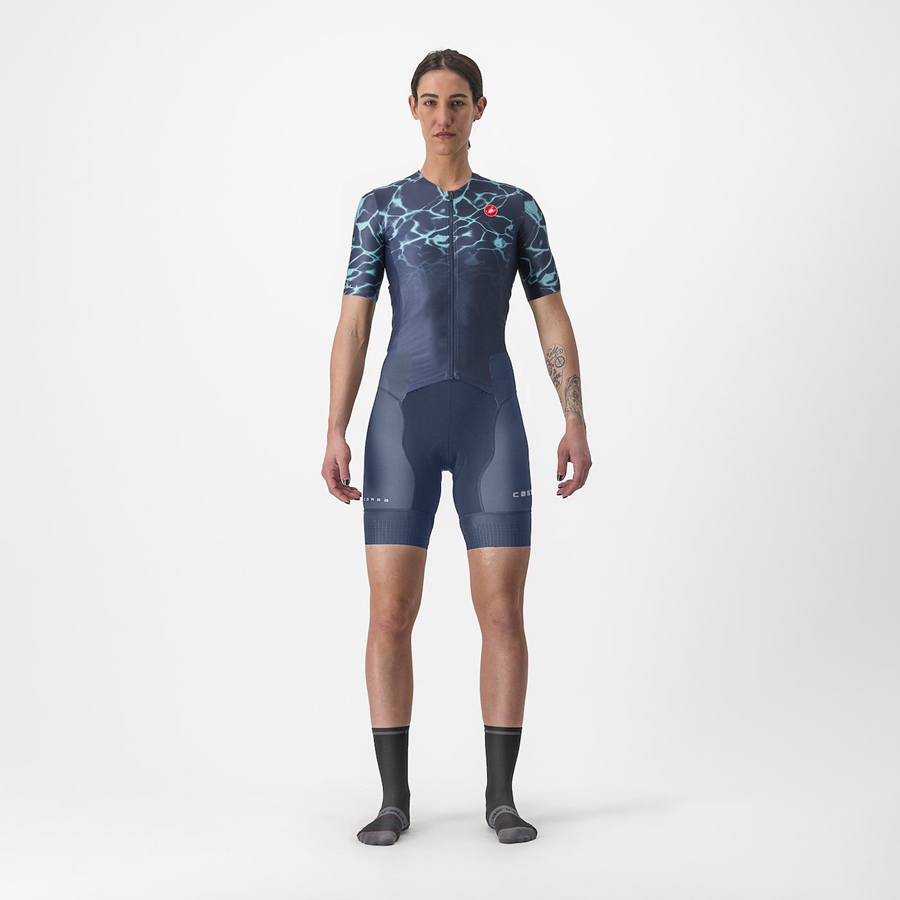 Castelli FREE SANREMO 2 W SHORT SLEEVE Women Suits Blue / Light Turquoise | 2308JVGSI