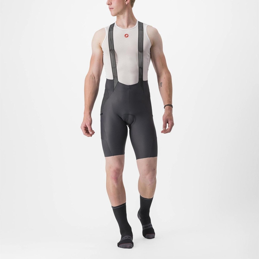 Castelli FREE UNLIMITED Men Bib Shorts Dark Grey | 3792YFMDJ