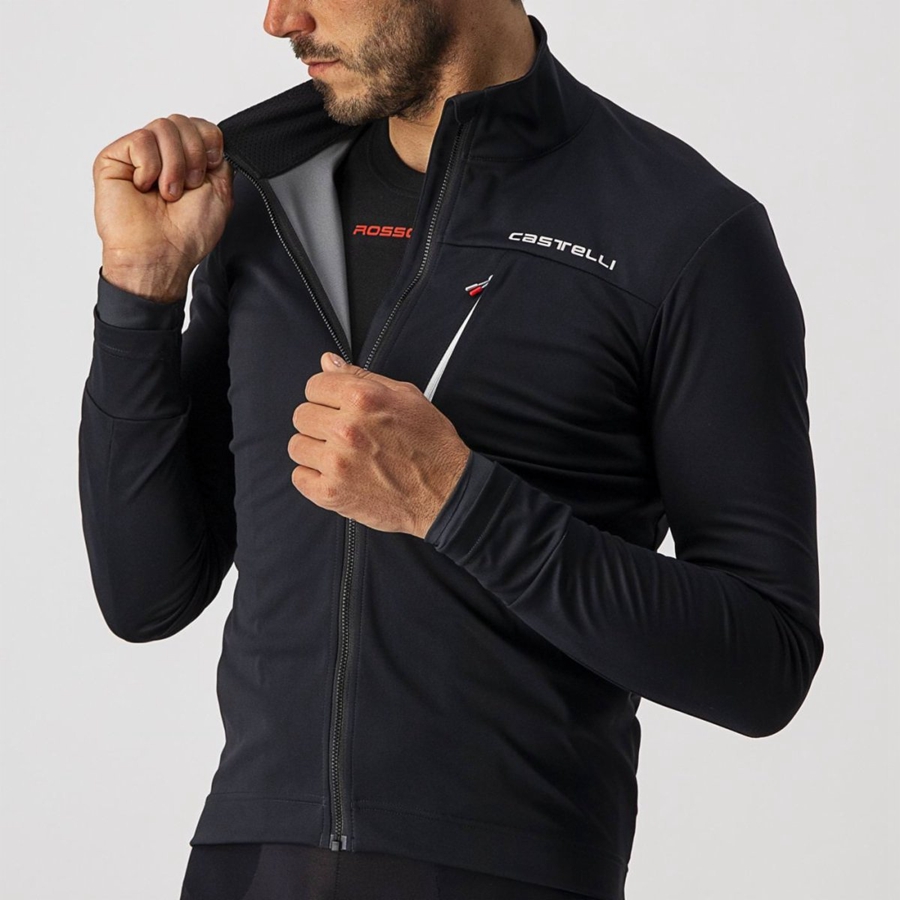 Castelli GO Men Jackets Black / White | 7469MBYFJ