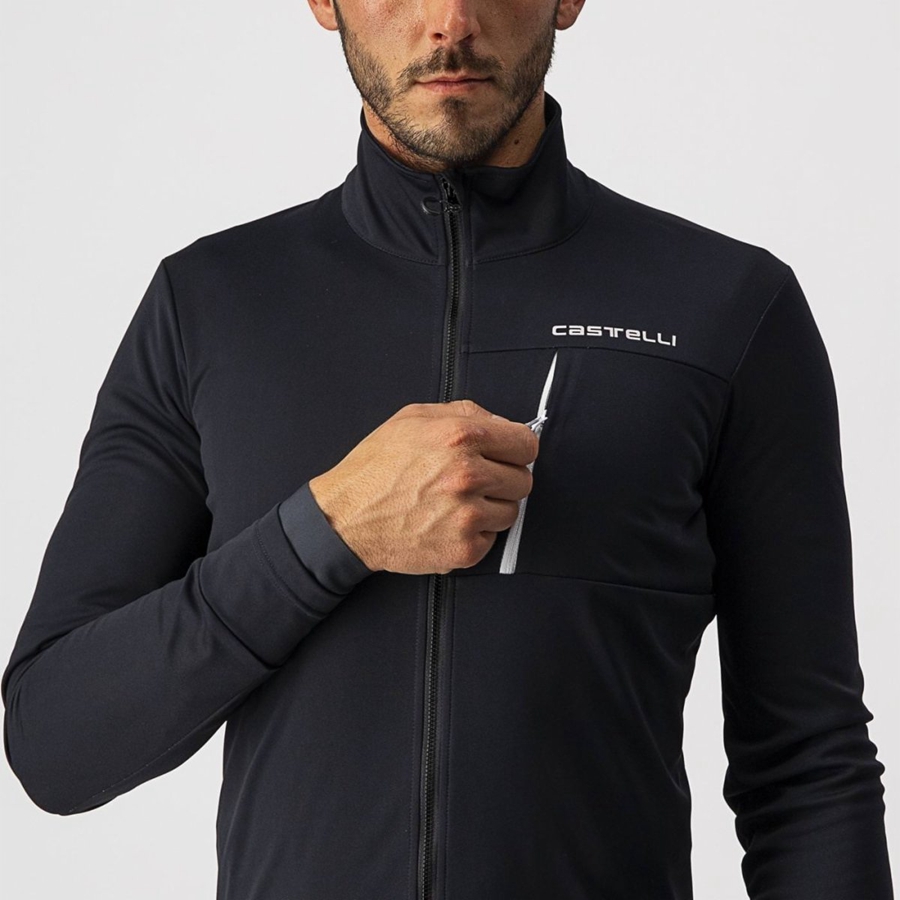 Castelli GO Men Jackets Black / White | 7469MBYFJ