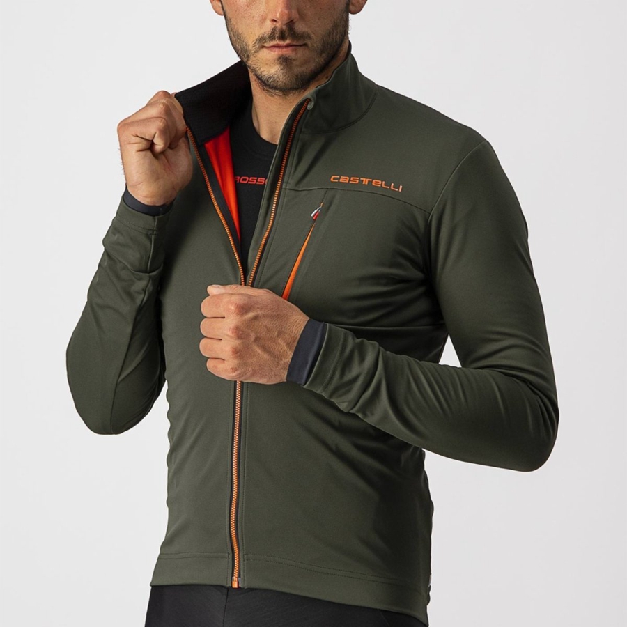 Castelli GO Men Jackets Green / Red | 9672RJFEH