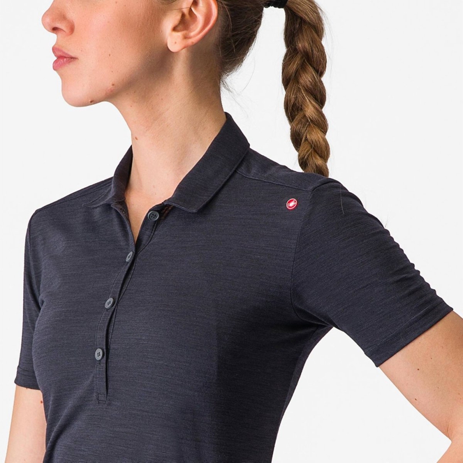 Castelli MERINO W POLO Women Casual Black | 0219KZWHX